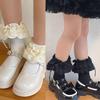 Breathable Cotton Hosiery Socks for Girls Toddler Stretchy Knee High Socks Puff Edge Lace Bows Socks for Autumn Spring