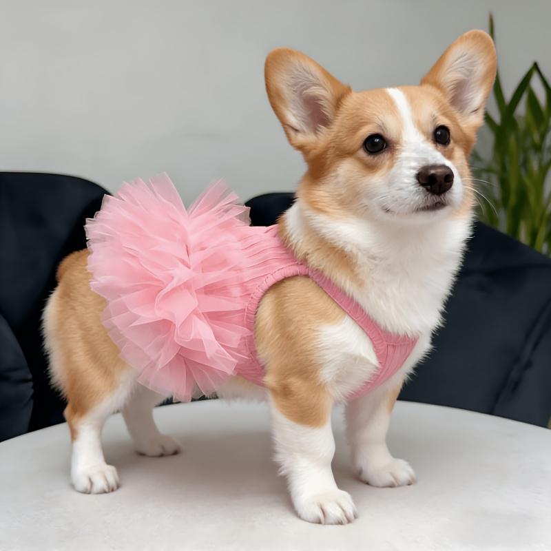 Pink Breathable Wedding Dress Small Dog Cat - Strapless Puffy Skirt, Washable Spring/Summer Costume Teddy Pomeranian Pekingese