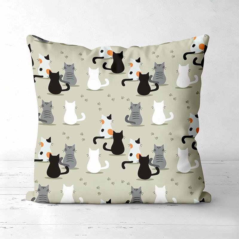 

1 Pieces Cute Cat Pattern Throw Pillow In Neutral Tones Polyester pillowcase, sofa decorative cushion cov Headboard Pillow 45x45cm