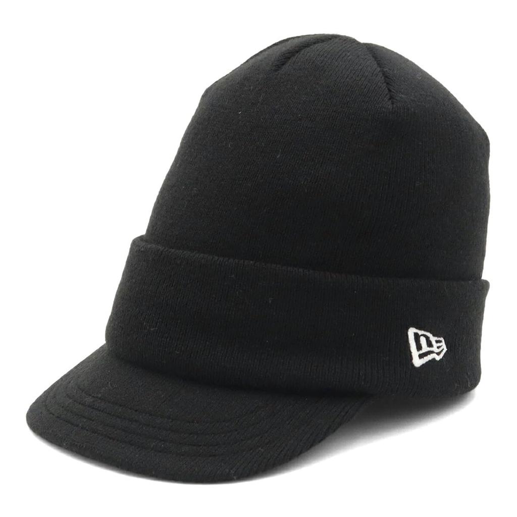 New Era Free Visor Knit Short Hat, Solid Black