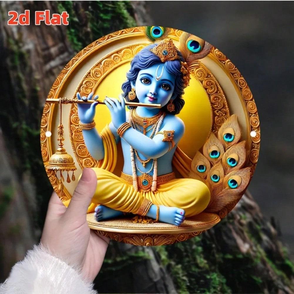 Vintage Krishna Metal Tin Sign Wall Art Decor for Home Bar Cafe 20x20 разноцветный