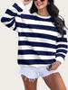 Women's Plus Size Color Block Striped Crew Neck Pullover - Autumn 2025 Collection