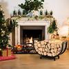 Indoor Metal Firewood Storage & Organization Rack with Display & Moving Shelf