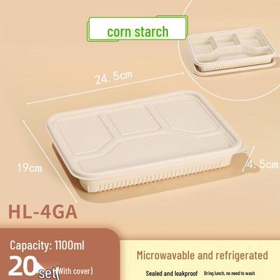 Biodegradable Wheat Straw 4-Compartment Lunch Box