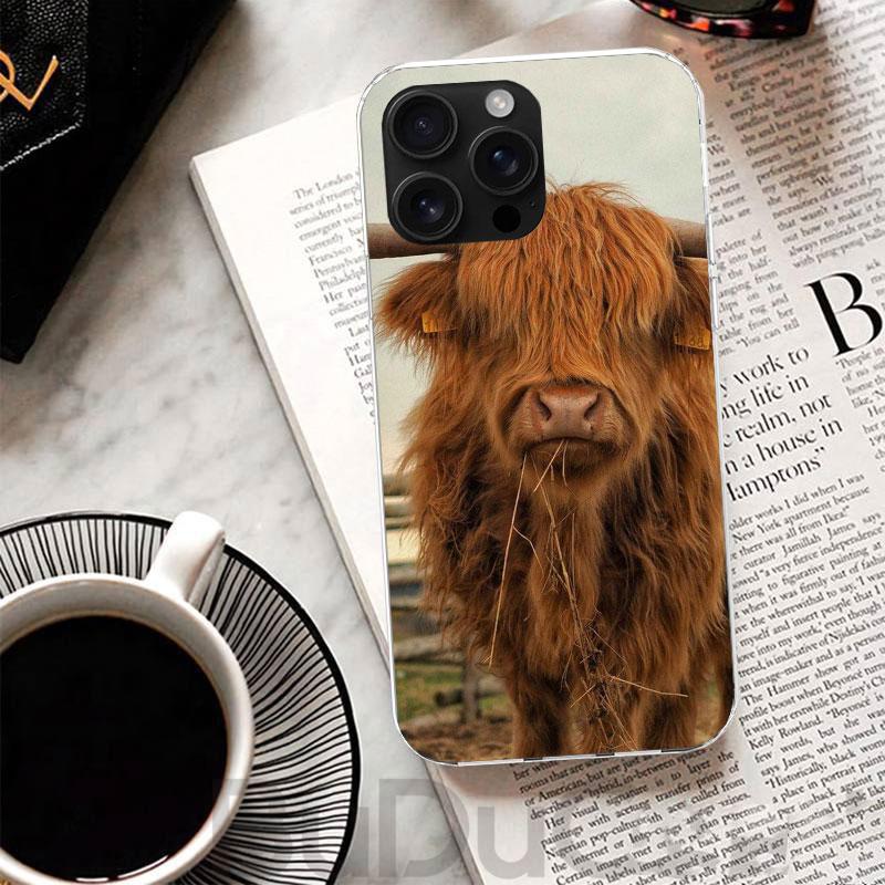 Cute Highland Cow Cover For iPhone 17 Air 16 16E 15 Pro Max 14 Plus 13 Mini Phone Case 12 11 7 8 SE Customized Print Shell 17 Ai