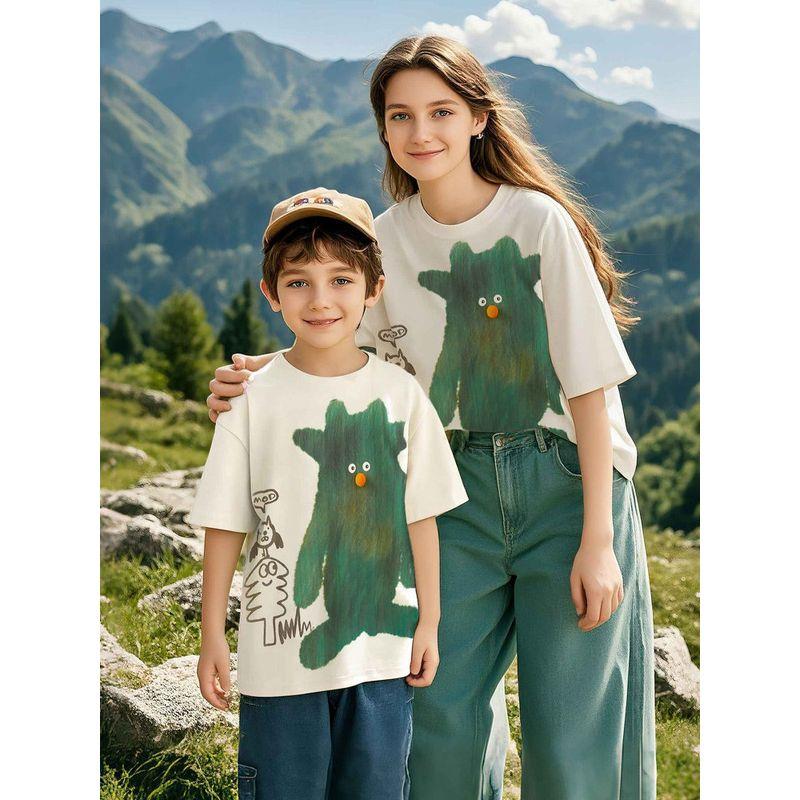 [Monster Series] Mqd Boys' Cartoon Short-Sleeved T-Shirt Summer New Top Kidsren's Bottoming Shirt T-Shirt