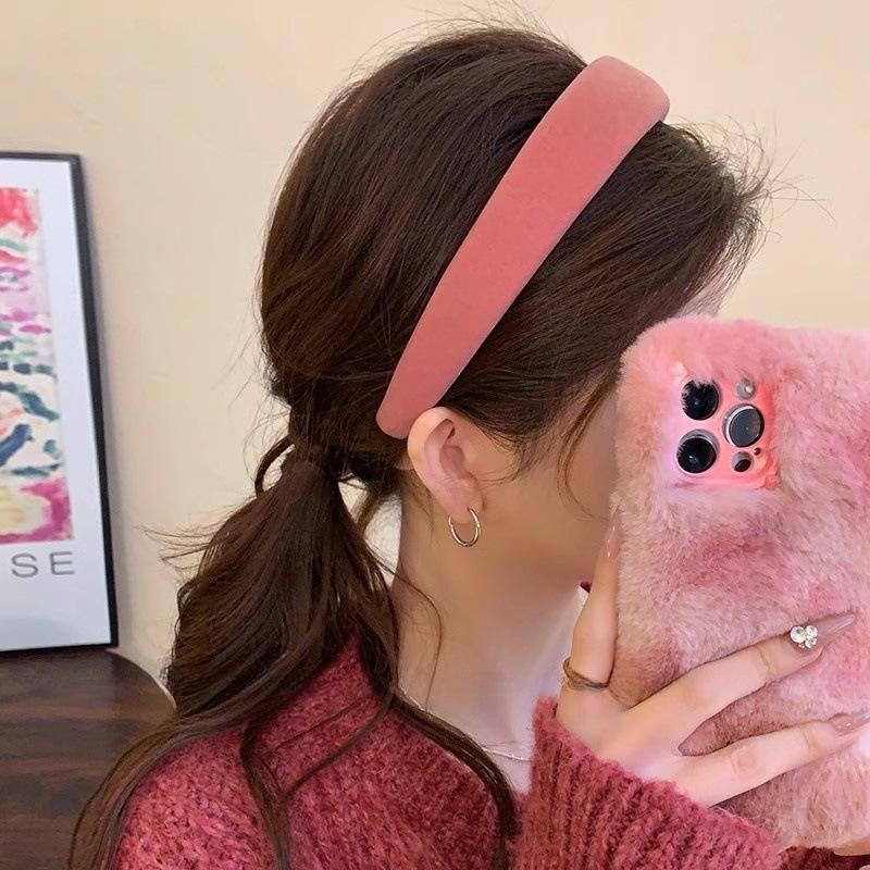 Damen 2024 Rotes Samt Breites Stirnband - High-End Winter Haaraccessoire