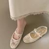 Gentle Bow Ballet Shoes New Hollow Mesh Lace Embroidered Shoes Single Shoes