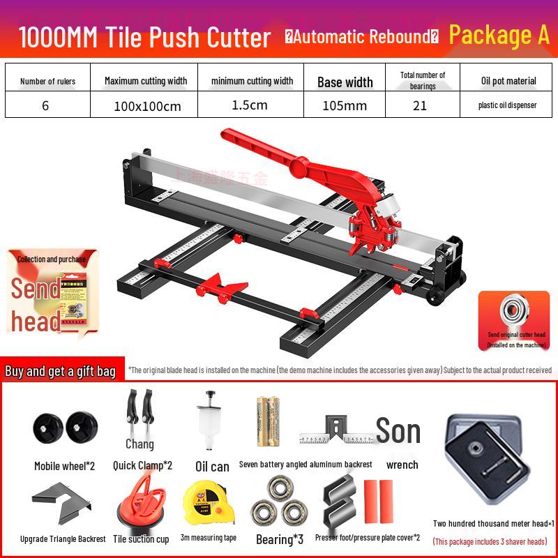 Manual Push Tile Cutter with Laser Precision for Ceramic and Floor Tiles