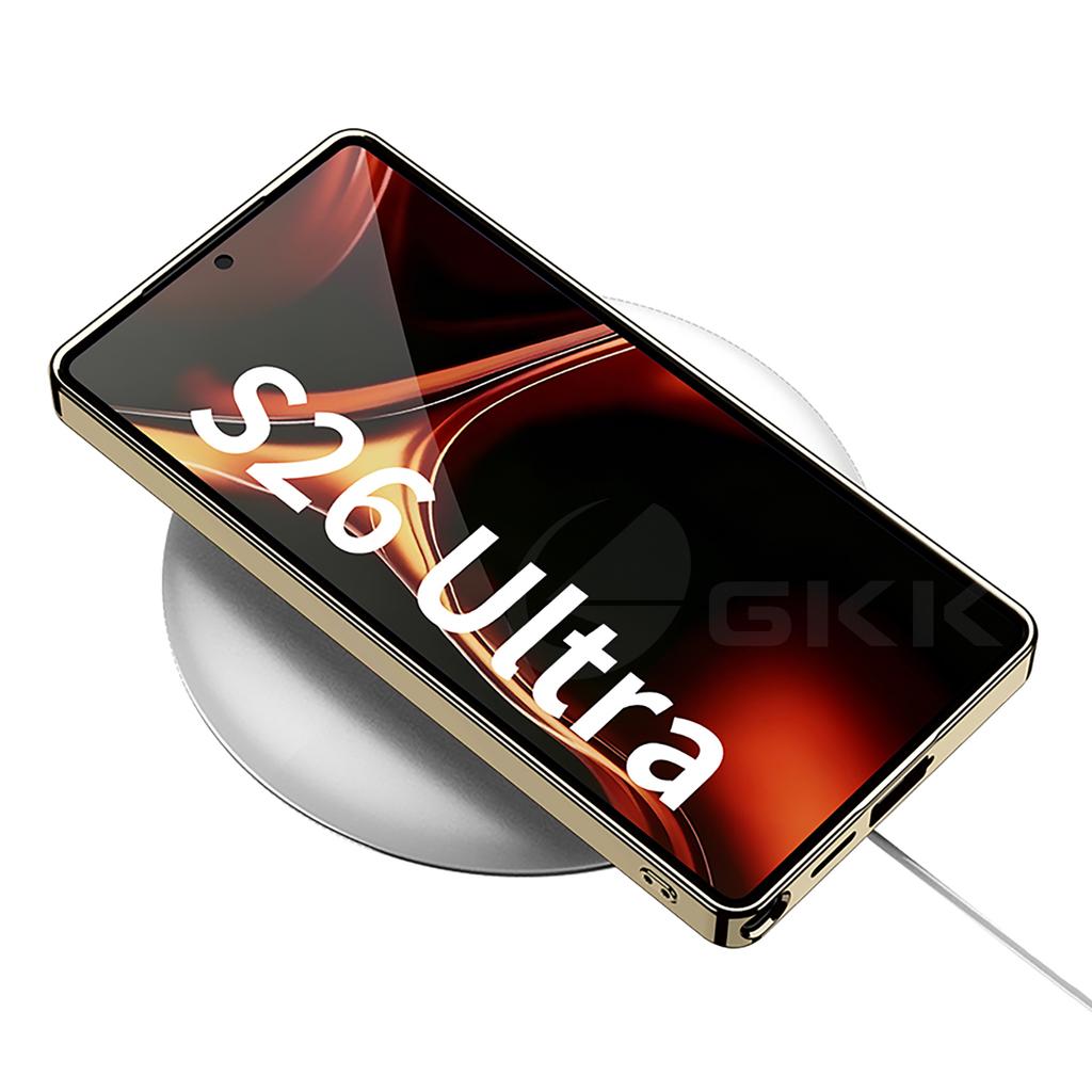 Luxury Plating Leather Case for Samsung Galaxy S26 S25 S24 Ultra Shockproof Soft Edge Protective Cover for Galaxy S26 Ultra Case