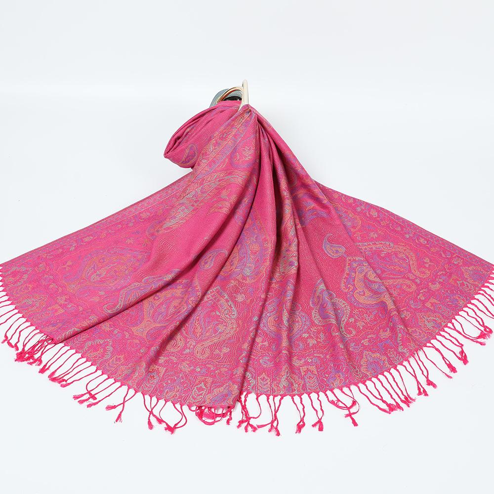 Jacquard cashew fringed shawl new autumn and winter women's headscarf floral extended scarf