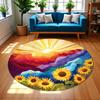 Sunflower Round Carpet Colorful Sunrise Floral Rug Boho Home Decor Water-absorbing Anti Slip Floormat for Living Room Decor