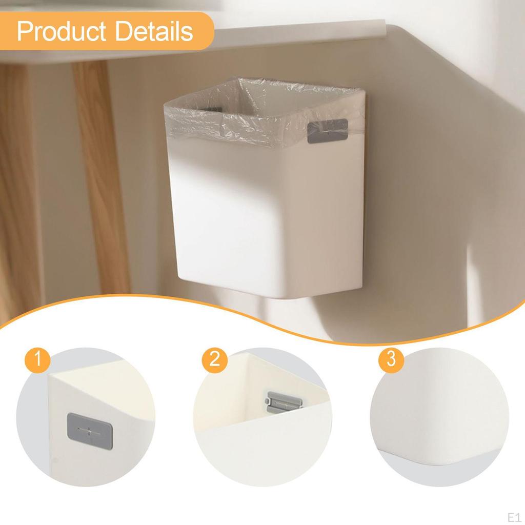Wall Mount Trash Can Garbage Bin Space Saving Waste Container Hanging for