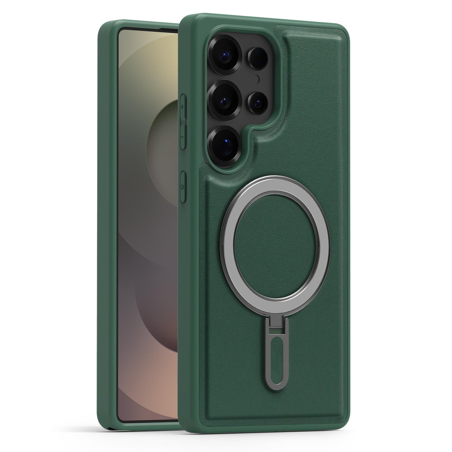 

Магнитная подставка Silver Shield подходит для чехла телефона Samsung S25ultra. Противоударный чехол Business Shield Stand S24 Samsung S22 зелёный