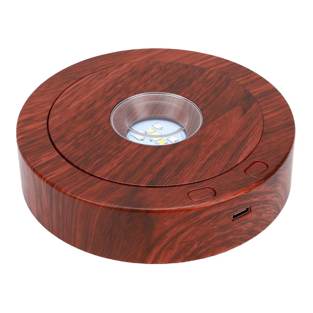 LED Light Rotating Display Base Multicolor Spinning Round Crystal Glass Lighted Display Stand