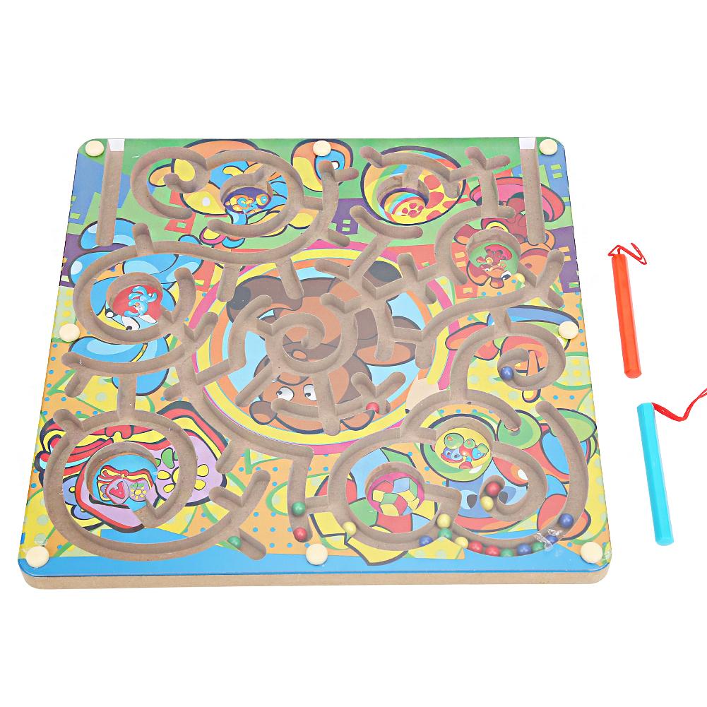 Magnetic Maze Game Puzzle Board Games Children Kid Toddler Educational Wooden Toy