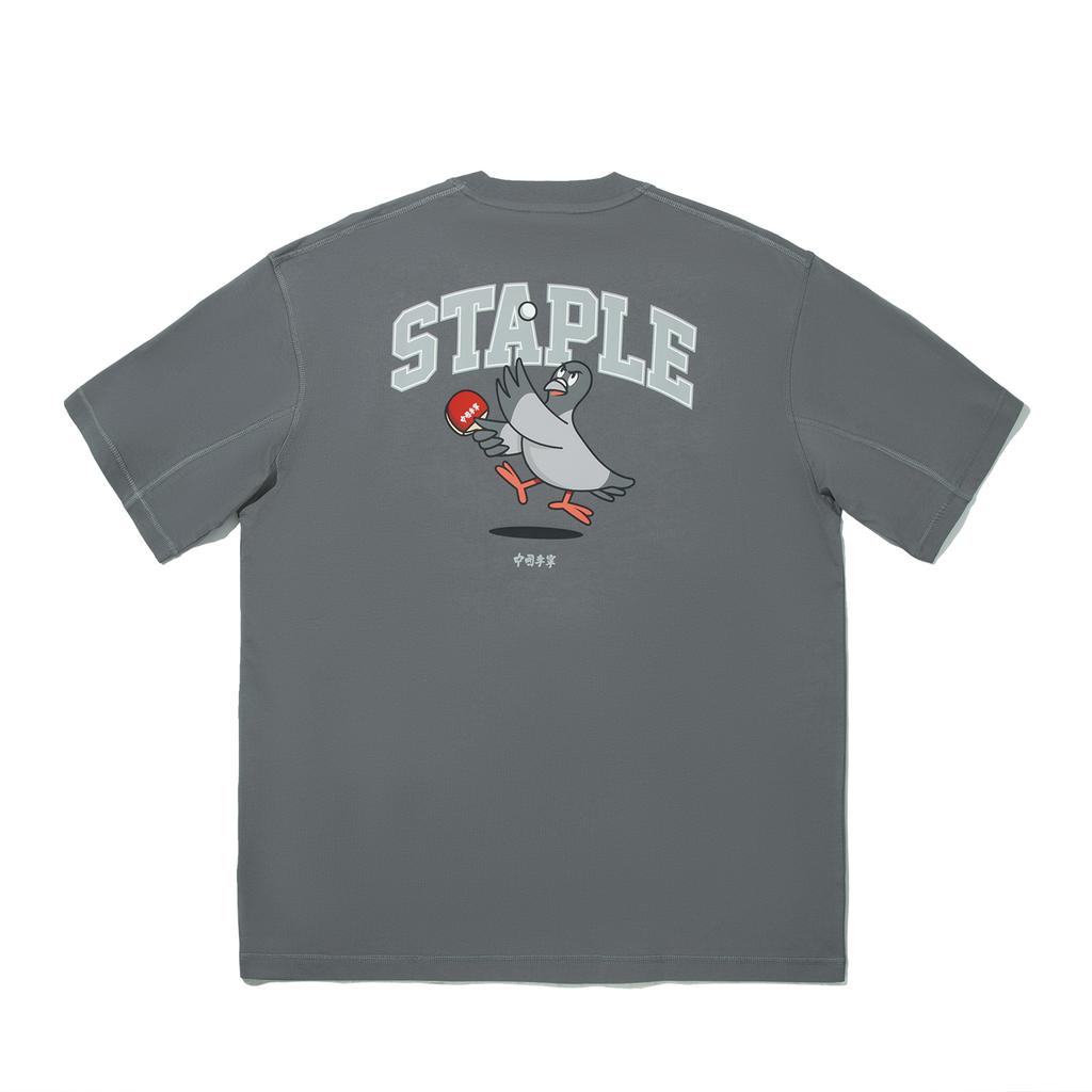 Li Ning X Staple Collaboration Series Casual Comfortable Minimalist Solid Color Letter Print Short Sleeve T-Shirt Men Tops Asphalt AHSV717-2