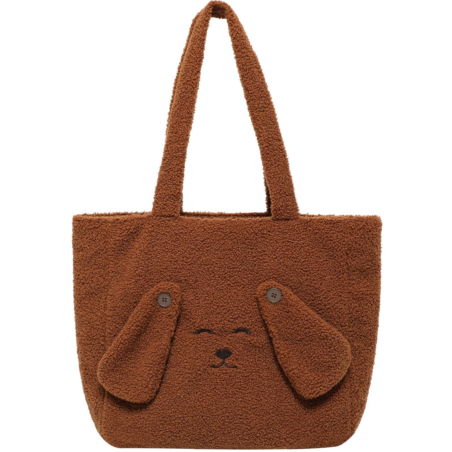 

Плюшевая сумка, Модная сумка-тоут из овчины кофейного цвета для поездок на работу, Сумка на одно плечо, Женская сумка-тоут большой вместимости кофейный