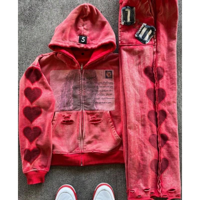 Hooded Sweatshirt Men Women Star Letter Print Loose Fit Casual Streetwear Fall Winter