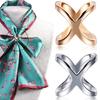 Fashion Cross Scarf Clip X Shape Metal Brooches for Women Hollow Bow Scarves Buckle Holder Shawls Jewelry Clothing Accessories