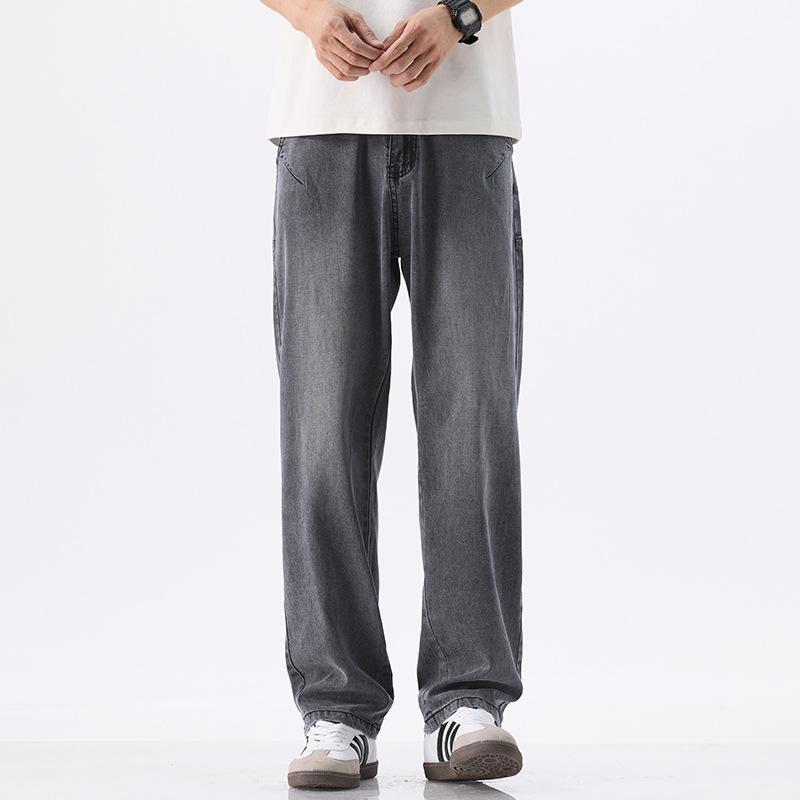 

Джинсы мужские летние свободные и универсальные висячие тонкие прямые брюки 38 серый