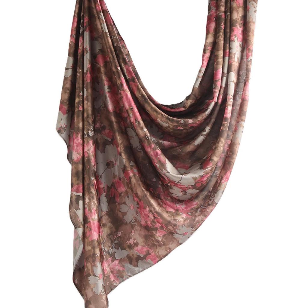 Silk Printed Marble Ethnic Headscarf and Shawl
