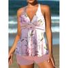 2025 Colorful Print Plus Size Tankini: Loose, Tummy-Covering, Conservative Swimsuit