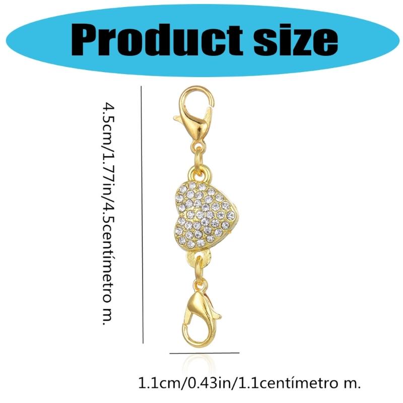 Shimmering Heart Shaped Magnetic Clasp Fastener For Jewelry Making Alloy Construction Rhinestones Necklace Connector