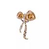 Temperament Ribbon Crystal Brooch High-End Female Retro High-End Bow Corsage Pin Suit Dress Accessories