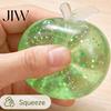 Hand Pressure Relief Tools Maltose Glitter Apple Squeeze Stress Ball, Soft TPR Slow Rising Fidget Rubber Toy for Anxiety Relief, Cute Fruit