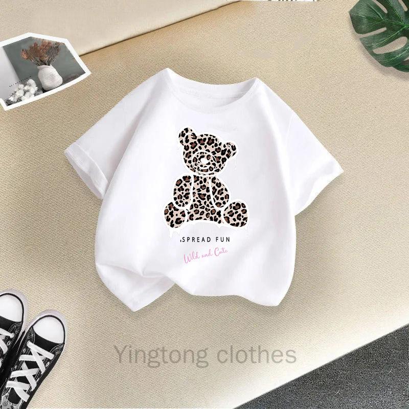 

Summer Clothes for Boys and Girls, Short Sleeved T-shirts, Summer New Styles, Teddy Bear Printed Girls Tops, Children s Clothing Trend 100cm