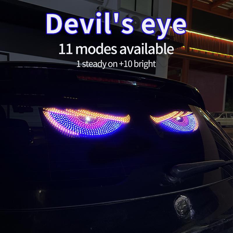 2 Stück Dynamisches Big Devil Eyes Licht für LKW Flexible LED-Anzeige für Autoscheibe LED LKW Dekorlicht