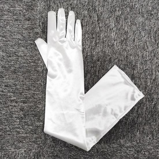 1 Pair Smooth Satin Long Gloves Silky Material Fancy Dress Gloves Wedding Dress Photography Accessories
