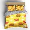 Cartoon Burger und Pommes Aufdruck Bettwäsche Bettbezug Set Bettbezug Kissenbezüge (1 * Bettbezug 2 * Kissenbezüge, ohne Bettdecke)