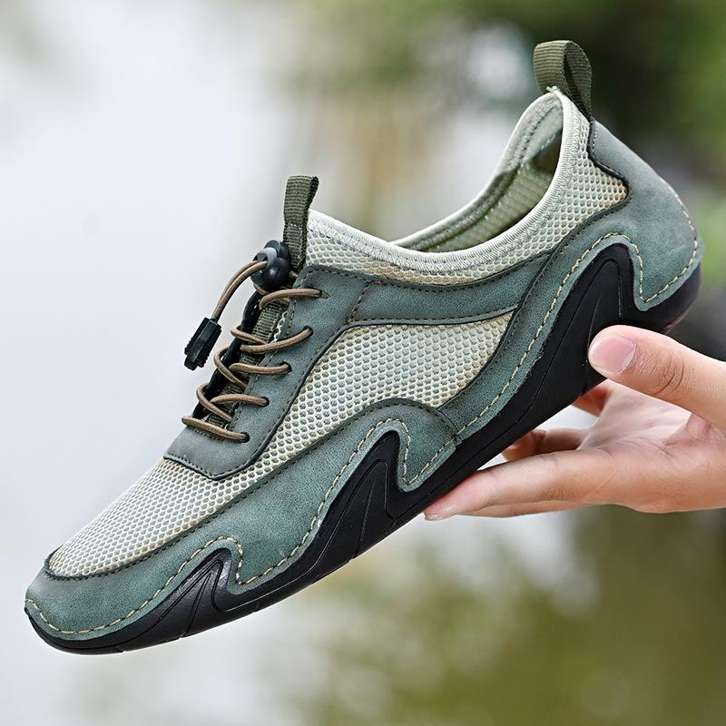 Pantofi casual de condus pentru bărbați, noi de primăvară și vară, cu talpă moale, din piele, pantofi cu suprafață din plasă respirabilă de vară, sneaker