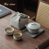 Chinese Ceramic Travel Tea Set Antique Hand Painted Porcelain Portable 1 Pot 2 Cups Outdoor Handle Teapot Camping Kungfu Teacup