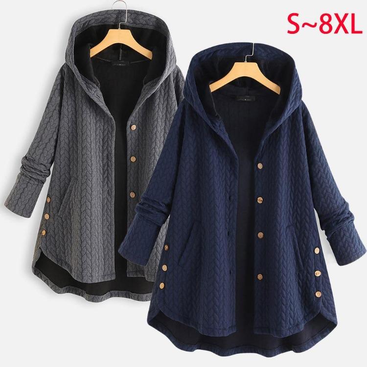 Women's Casual Loose Hooded Jacket for Spring and Autumn Regular Fit Long Style