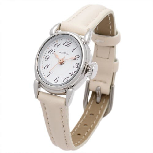 

Fieldwork Women s Analog Watch with Leather Strap, Simple and Lightweight, Oval Leather Strap, White, ST292-1