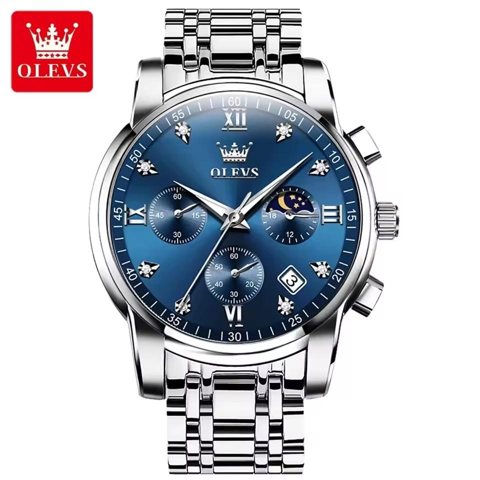 OLEVS 2858 Men Wrist Watch Band  Logo Custom Watch Cool Date Analog Quartz Display with Stainless Steel Strap Men Watch 2026