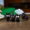Glass Black Cat Miniature Tiny Colored Glass Cat Ornament Cute Mini Kitty Figurine for Desktop Bookshelf Fairy Garden Micro Landscape Decor