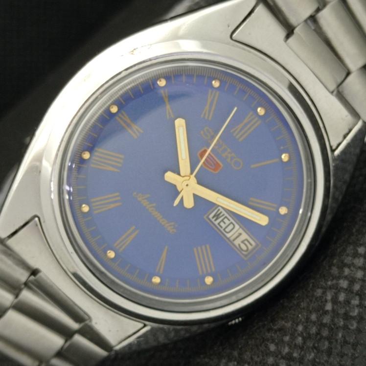 

USED VINTAGE SEIKO 5 AUTOMATIC 7009A JAPAN MENS D/D BLUE WATCH 608a-a315056-2 SKU608a-a315056