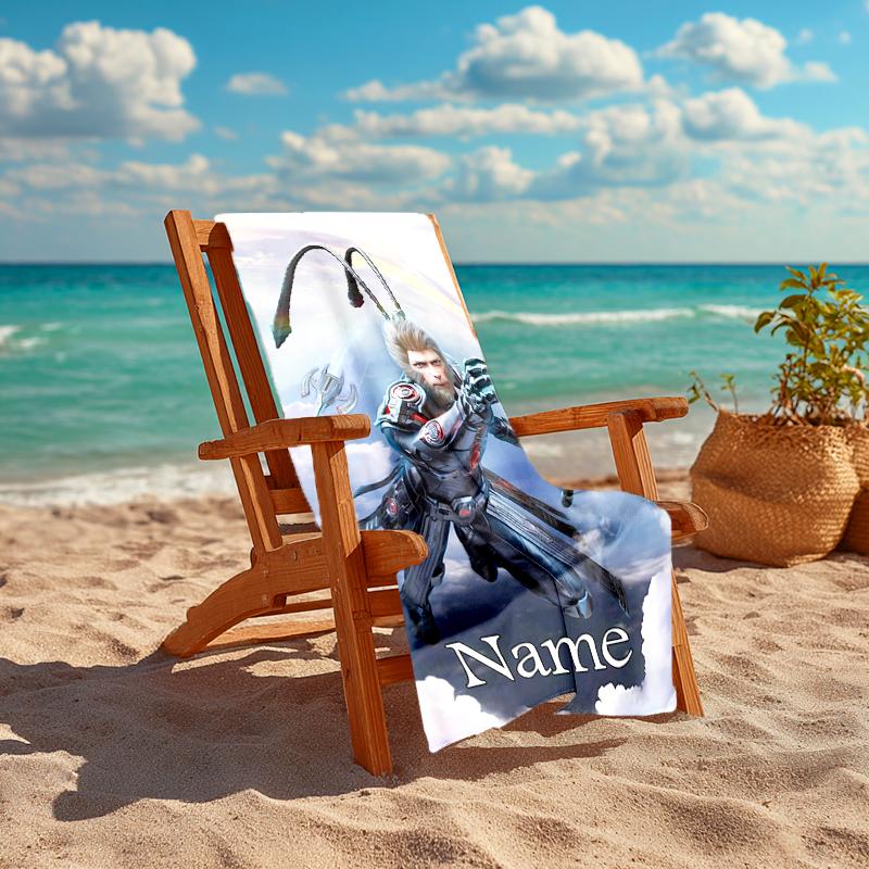 Personalized customized proof beach towel with Black Myth Wukong Game  pattern - soft, absorbent, quick-drying, perfect swimming, camping&bathing