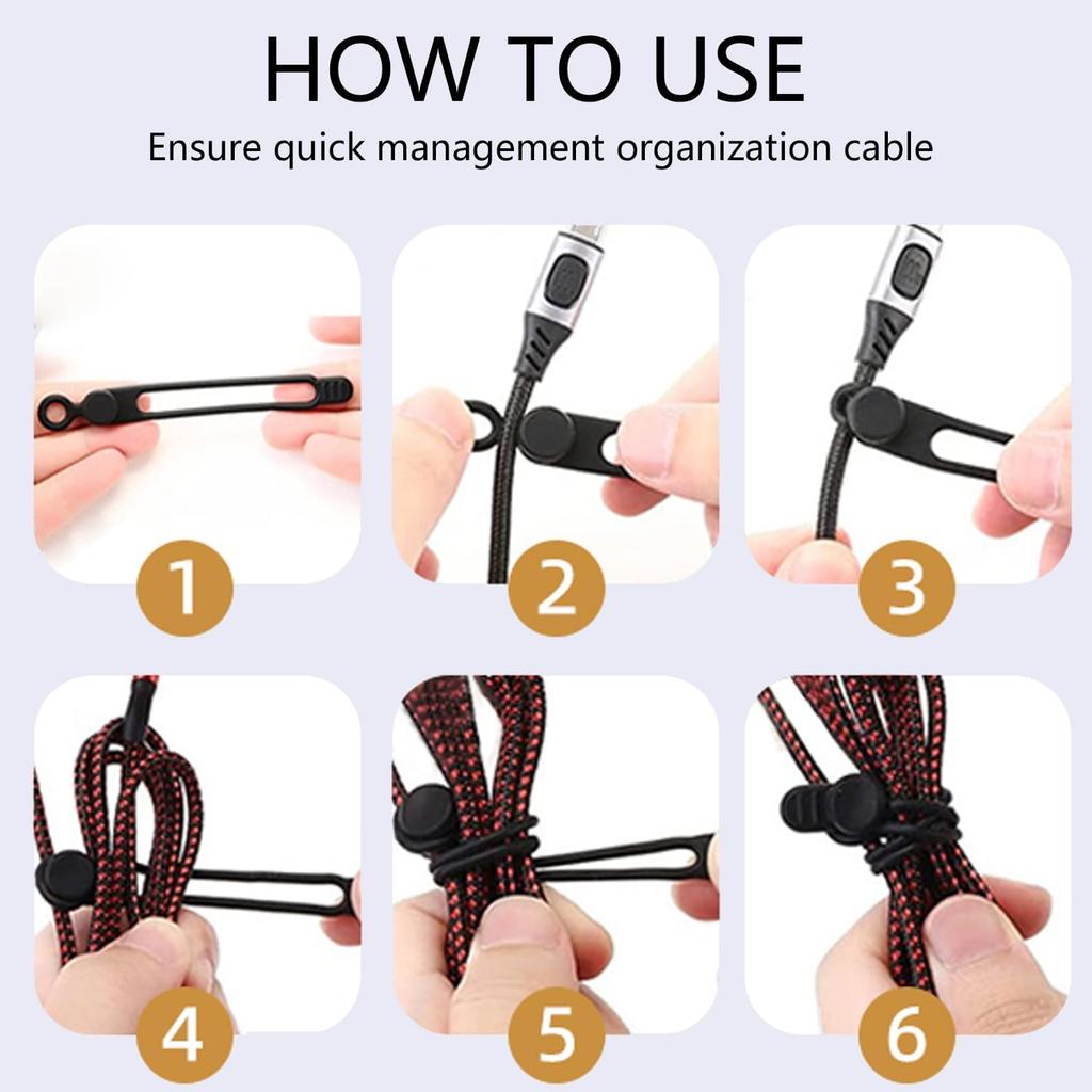 Data Cable Organizer, 2026 NEW Elastic Silicone Cable Ties, Reusable Cable Ties Wire Management Organizer, Multi-Purpose Cord Organizers for Bundling