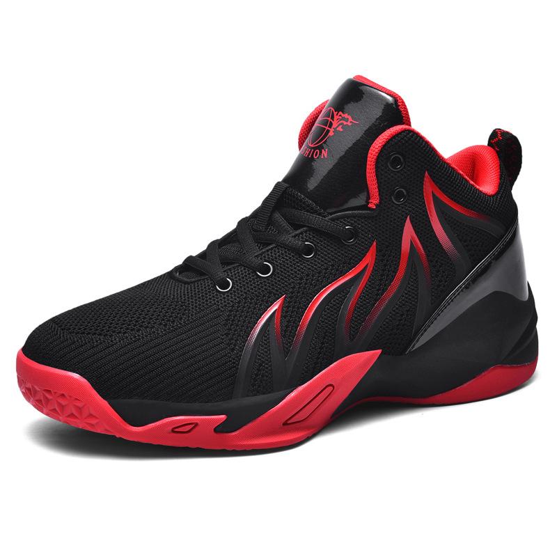 Men's shoes basketball shoes autumn and winter new high-top fly-woven breathable non-slip wear-resistant sports shoes men's running casual shoes