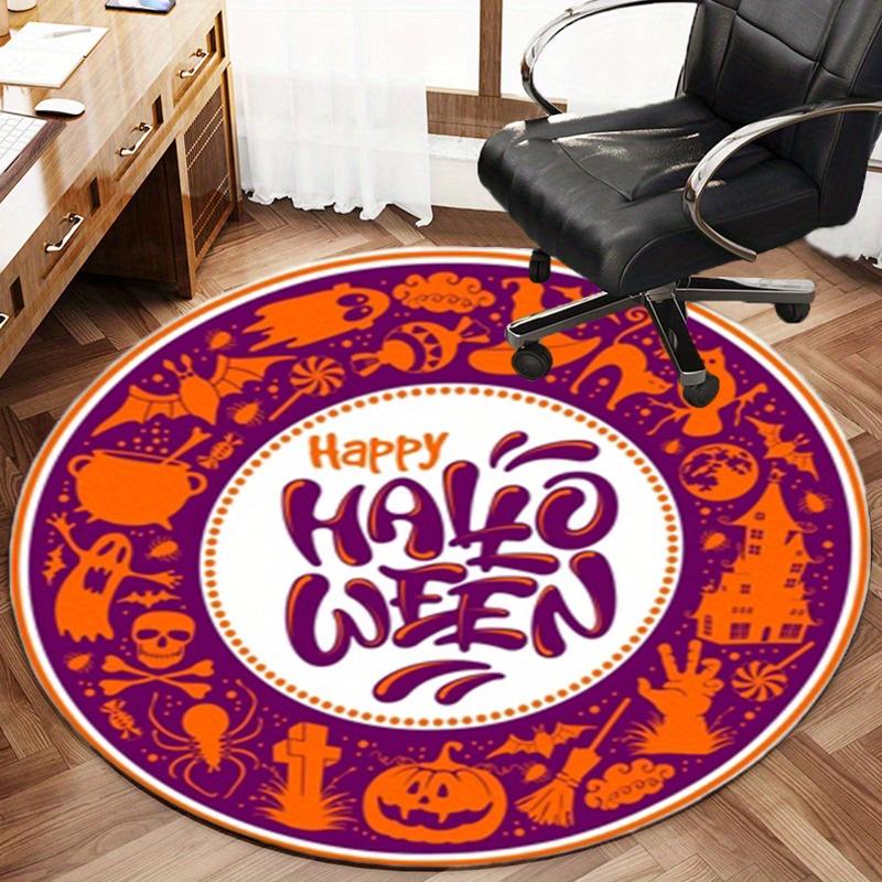 Orange Happy Halloween Round Rug Nonslip Area Rug Office Chair Mat Carpet For Living Room Bedroom Home Decor
