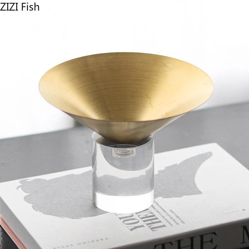 Golden Fruit Bowl Glass Base Creative Storage Tray Dessert Plate Fruits Plate Living Room Coffee Table Household Fruit Tray