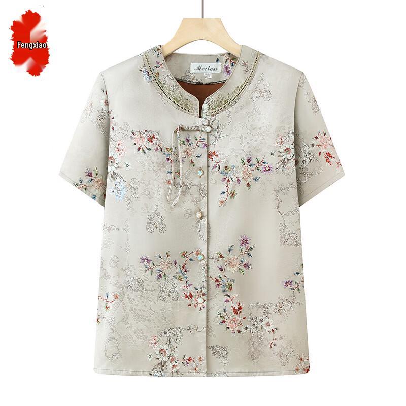 Elderly Women s New Chinese Style Short-Sleeve Top 3XL