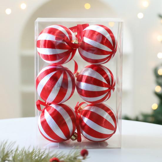 Yousheng 6Pcs 8cm Christmas Ball Ornaments Plastic Hanging Decor for Tree Window Display & DIY Crafts Shatterproof Festive Decorations