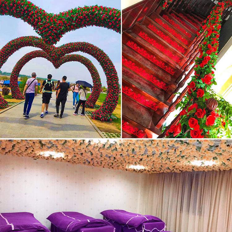 

Artificial Rose Vine Decoration for Air Conditioner Pipes, Greenery & Wedding Ceiling Décor Red Mini Roses (2 pieces)