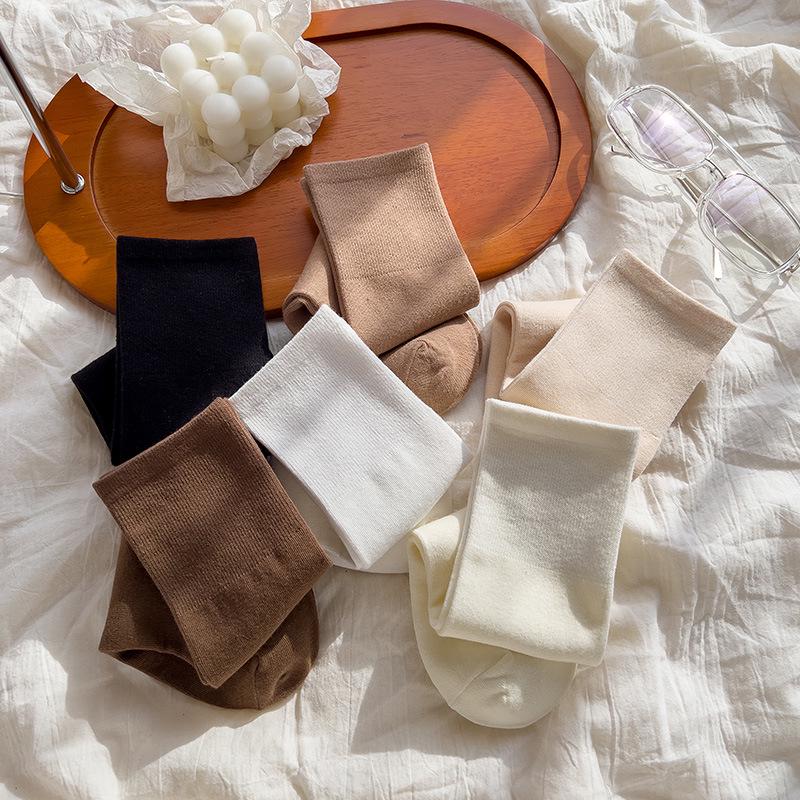 Women's Meilade High Elastic Mid-Calf Cotton Socks - Non-Constricting & Anti-Pilling